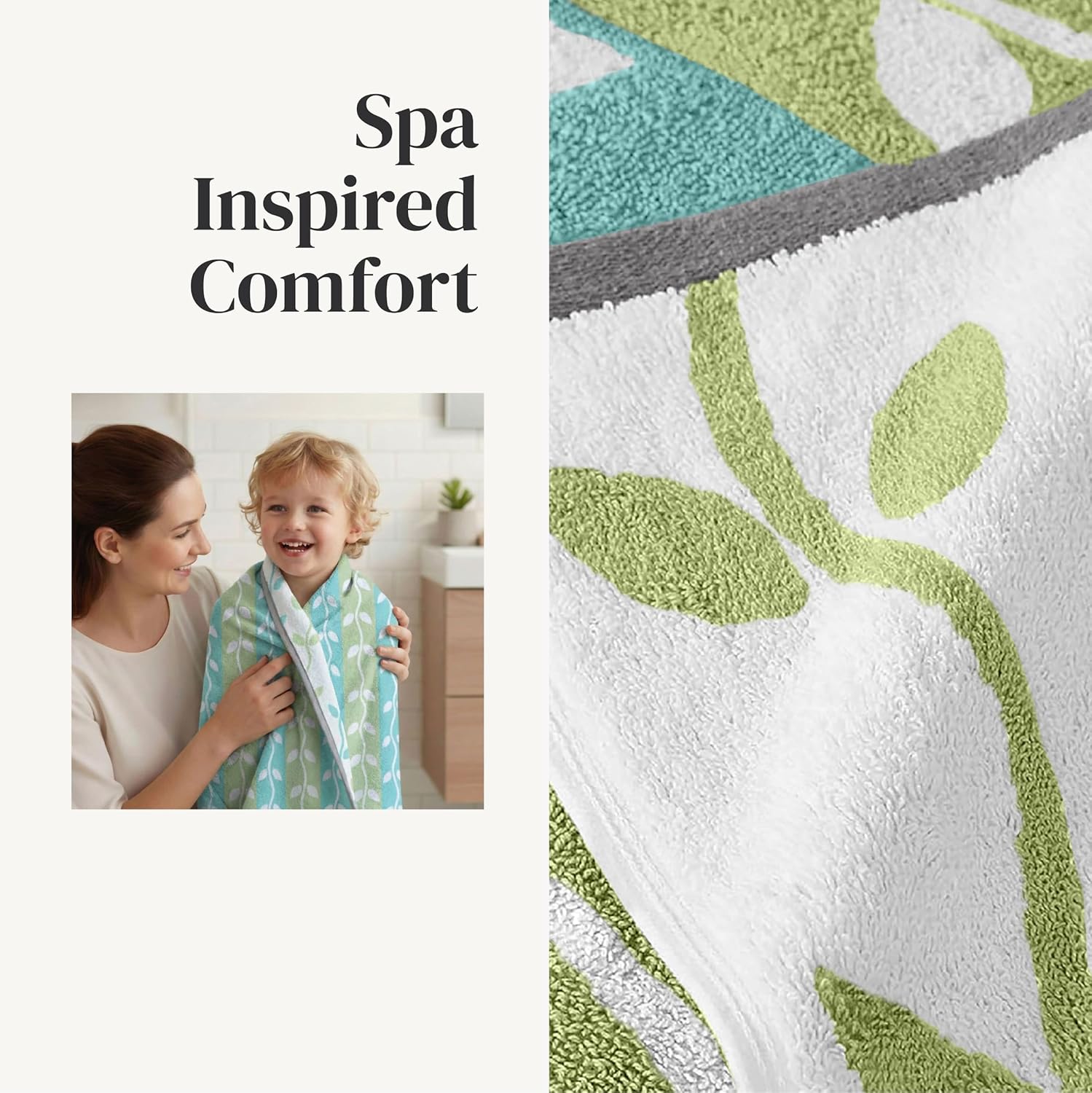 Thumbnail 3 de Modern Threads Natural Vine 6-Piece 100% Cotton Towel Set – Sage Green
