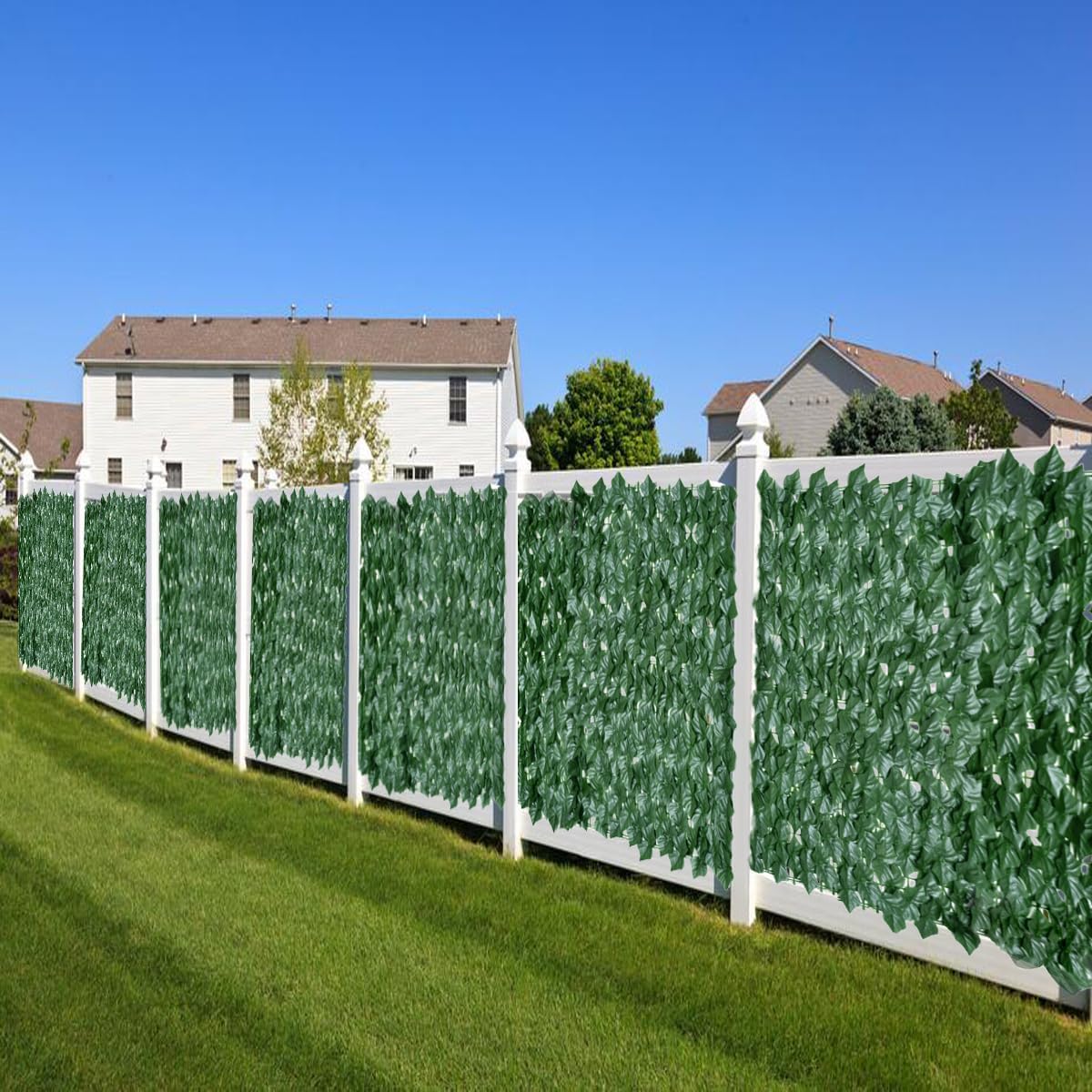 Detalle de Decorative Artificial Ivy Fence Screening 0.5m x 6m (2pcs - 0.5m x 3m) Garden Fence Faux Leaf Hedge