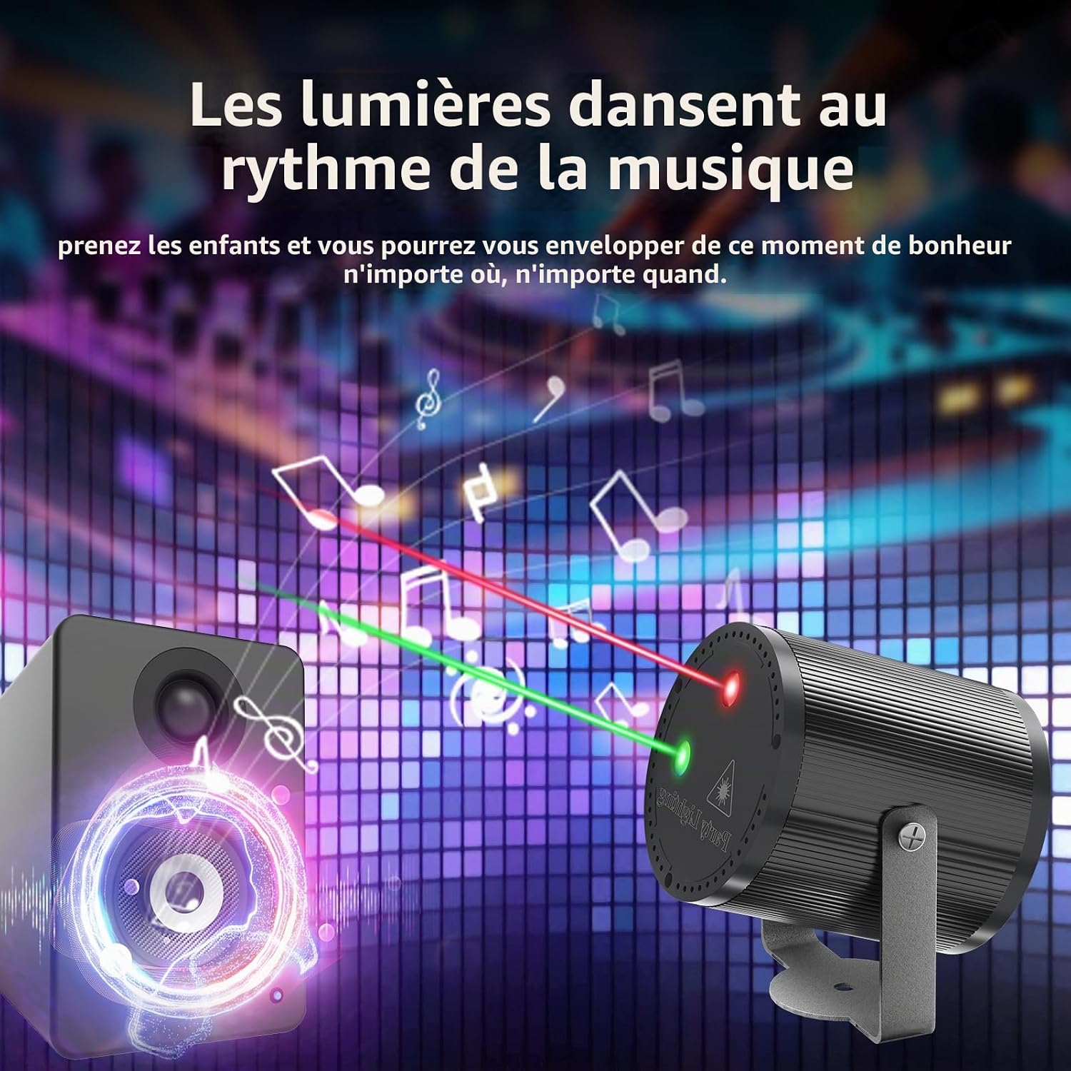 Detalle 1 de Mslitely EMS-036 LED-feestlamp met RGB- en patroonprojectie, afstandsbediening
