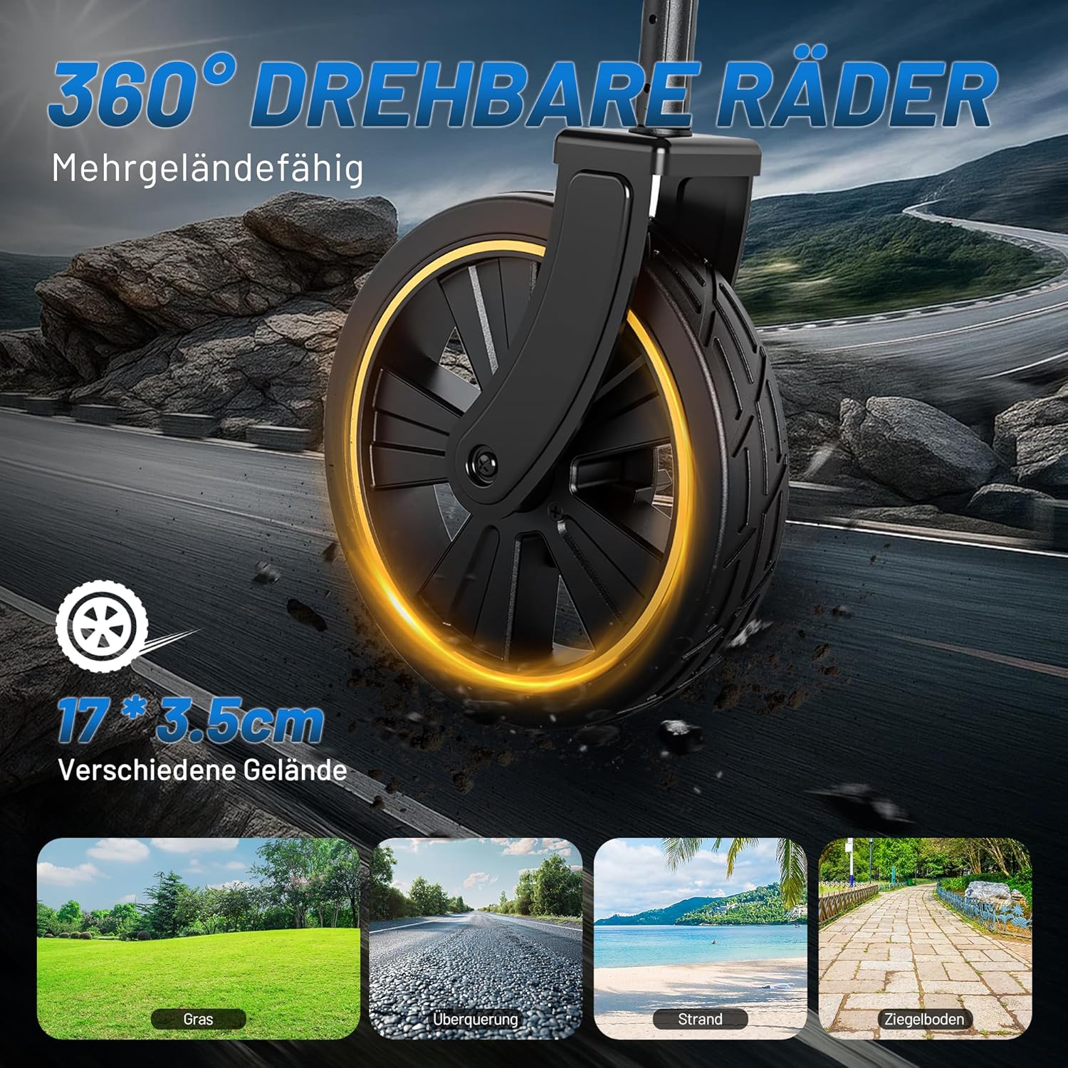 Thumbnail 4 de TIMBER RIDGE Bollerwagen faltbar 200L mit Getränkehalter, verstellbarem Griff und 100 kg Traglast