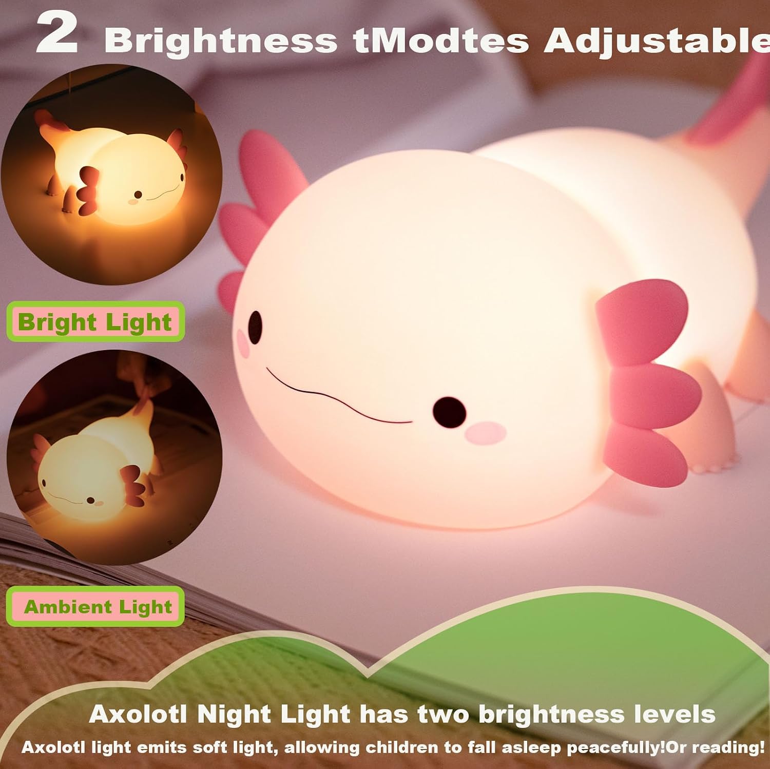 Detalle de Axolotl Night Light for Kids LED Silicone Lamp ๐ช