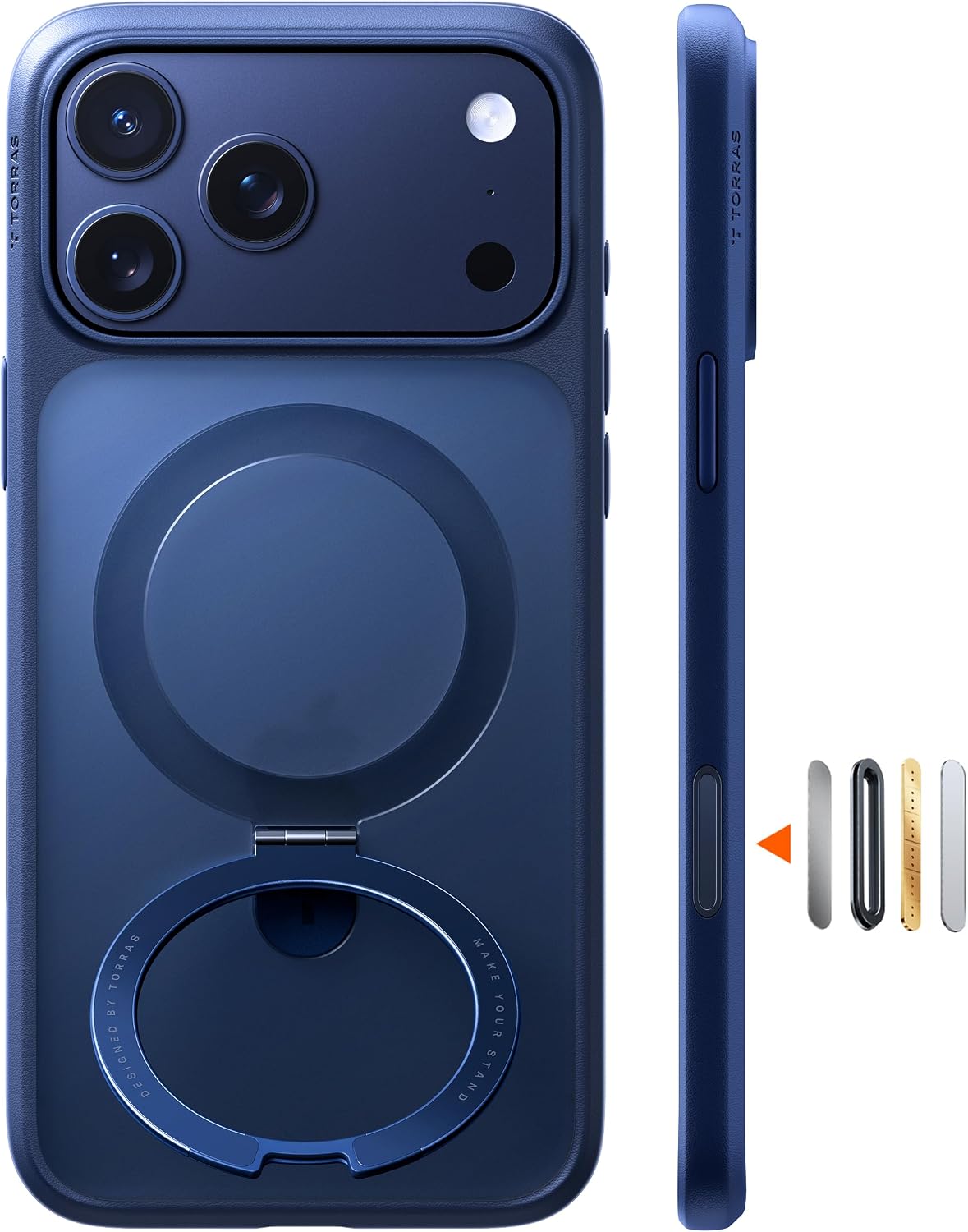 Detalle de TORRAS Ostand Q1 Guardian – Hülle für iPhone 17 Pro mit unsichtbarem Ständer, 18N Magnetkraft und Militärschutz
