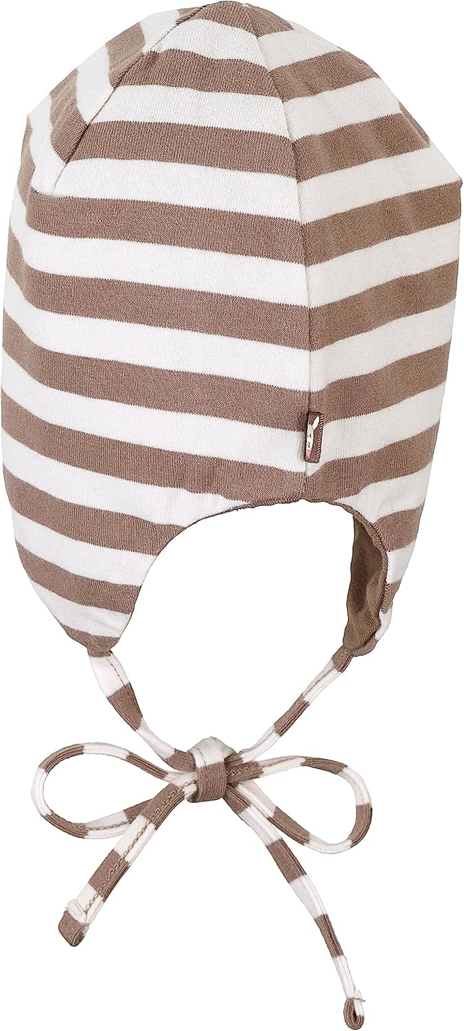 Detalle 2 de Sterntaler GOTS Mütze Streifen – Baby Mütze mit Ohrenklappen, Bindeband aus Singlejersey