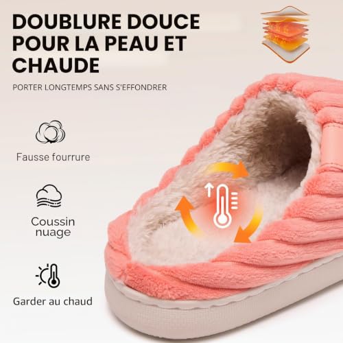 Detalle de Guyarns Chaussons d'hiver pour femmes et hommes - Confort enveloppant en mousse à mémoire de forme (Orange, EU 44/45)
