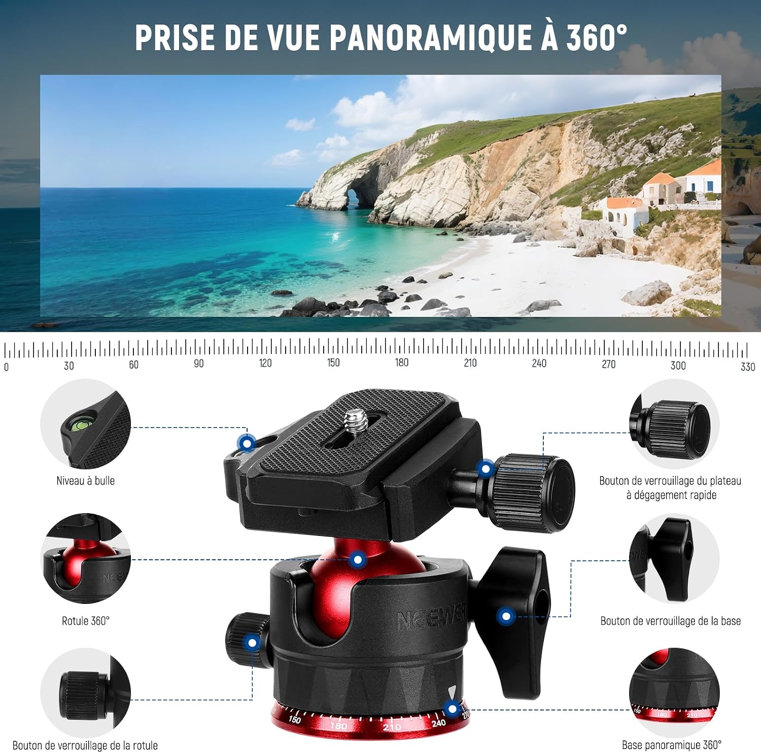 Thumbnail 4 de NEEWER Basics Trépied de Voyage 72 pour Caméra