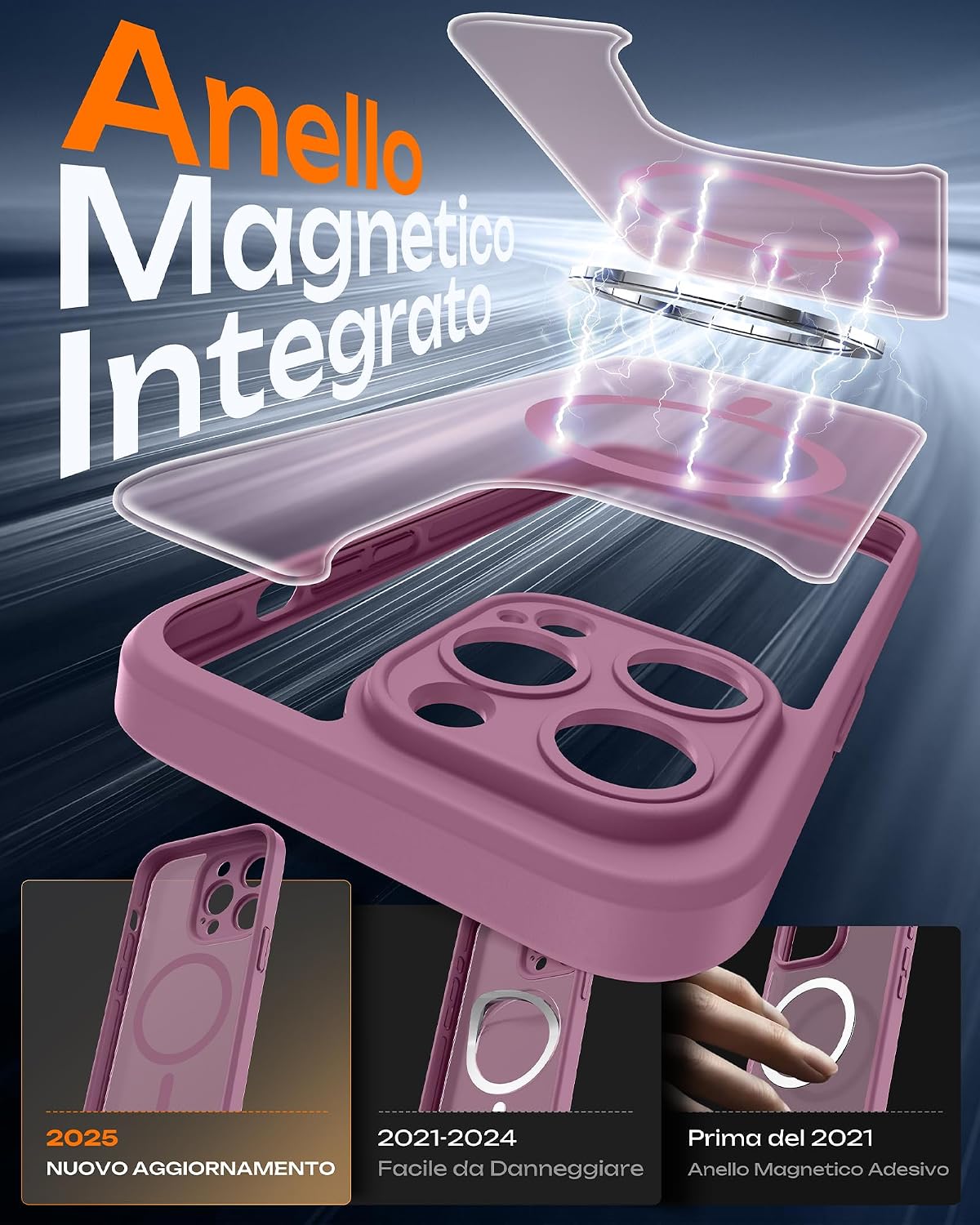 Detalle 1 de TOCOL Cover Magnetica per iPhone 13 Pro 6,1 Pollici Lilla