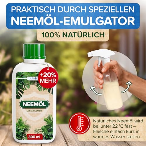 Thumbnail 8 de Natürliches Neemöl mit Emulgator 300 ml von Patronus – Komplettset mit Sprühflasche und Messbecher