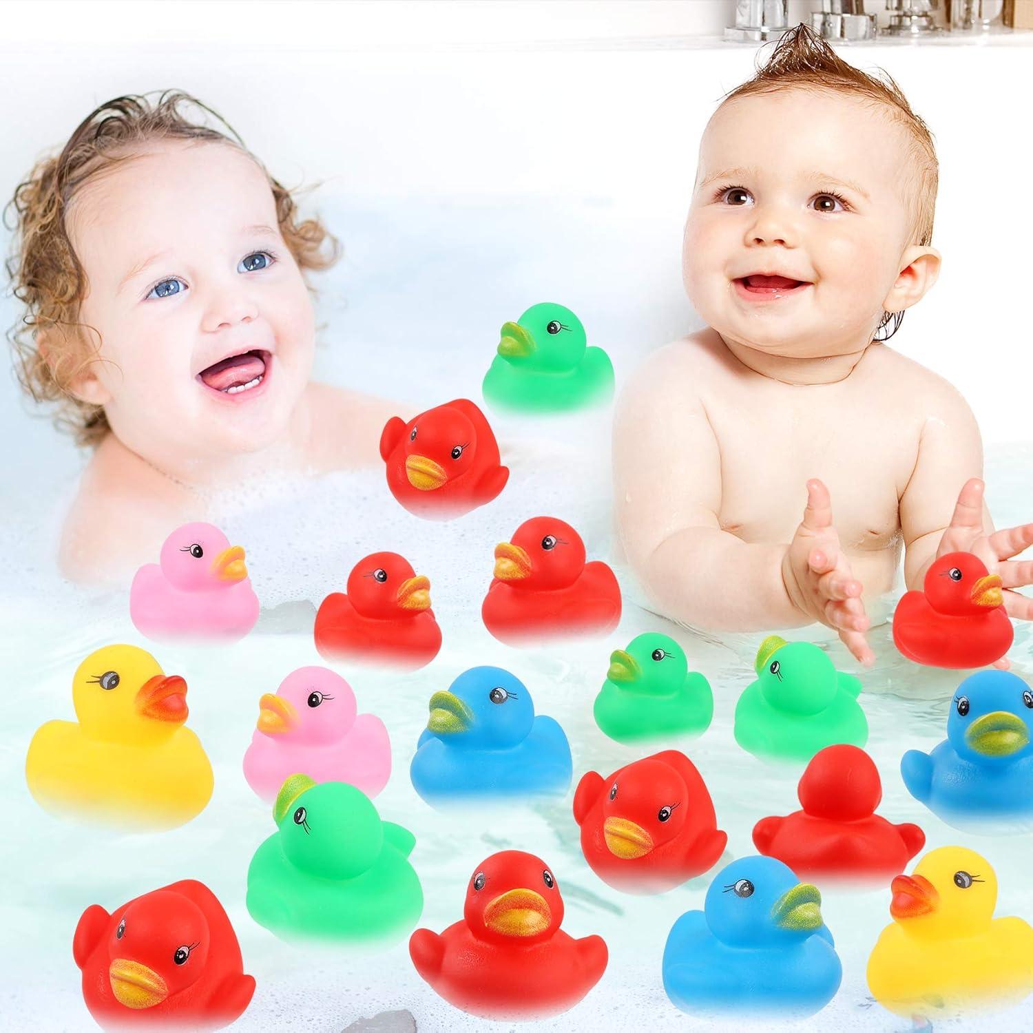 Thumbnail 4 de 50 Pcs Rubber Ducks Bath Toy (5 Colors) – Multicolor Mini Float Ducks for Baby Bath, Shower & Party Favors
