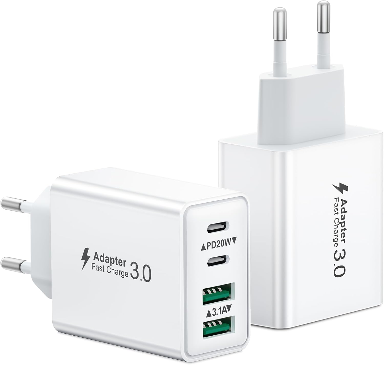 Detalle de LumFocus 2-Pack Caricatore USB-C da 40W con 4 porte: ricarica rapida e versatilità