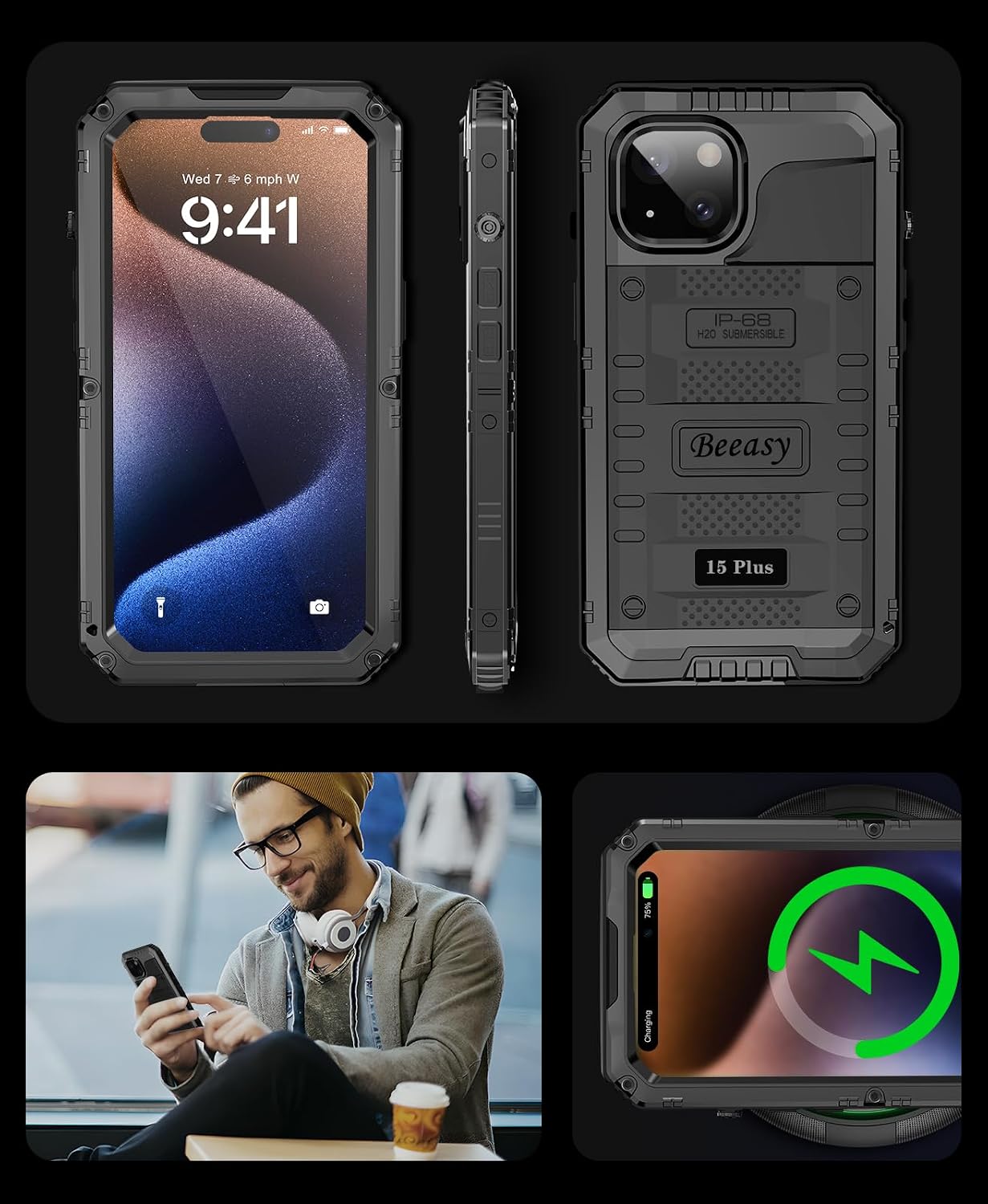 Detalle de iPhone 15 Plus waterproof case 3m