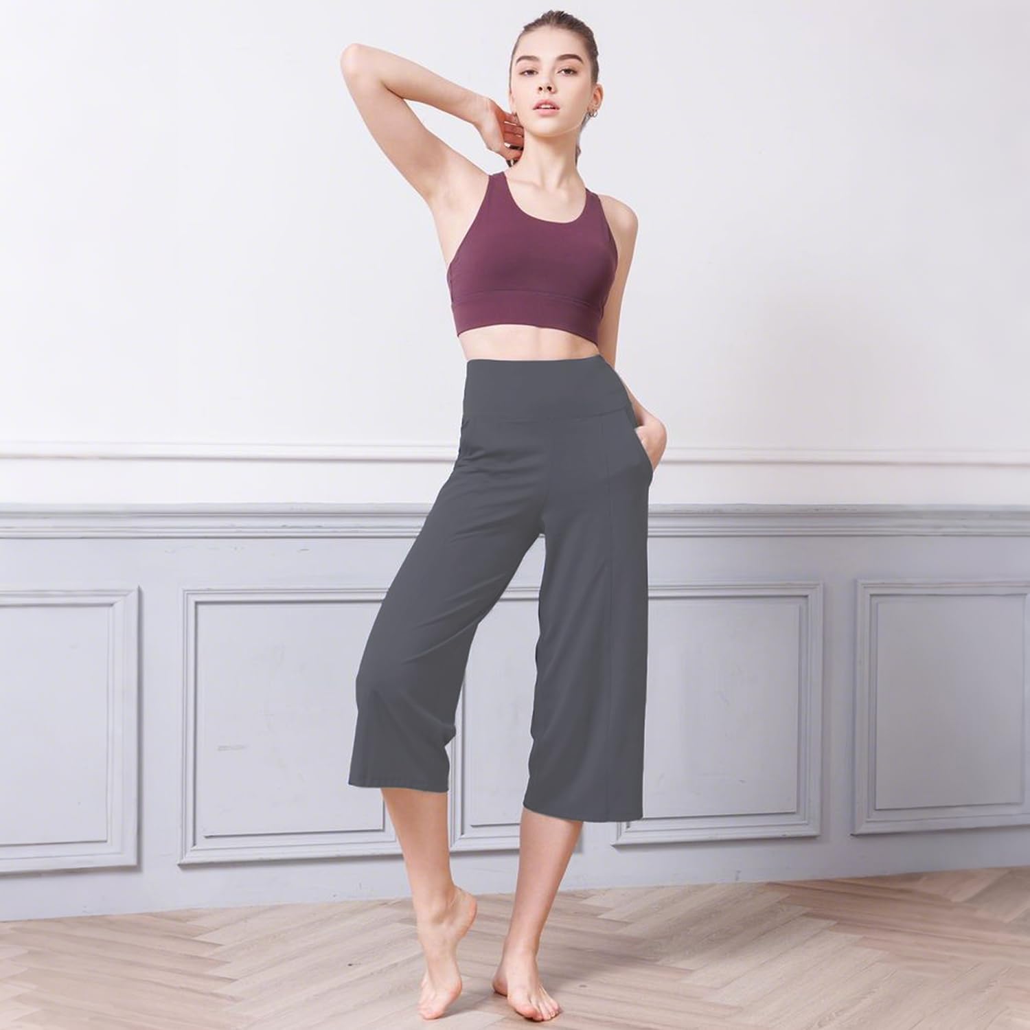 Thumbnail 3 de NEW YOUNG 3-Pack Women's Wide Leg Pants with Pockets: High-Waisted, Soft, Versatile Palazzo Style