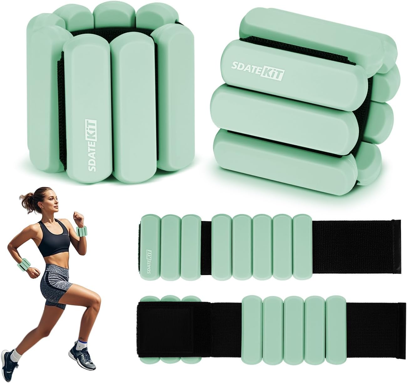 Detalle de SDATEKIT Adjustable Silicone Wrist and Ankle Weights, 2 lb Pair