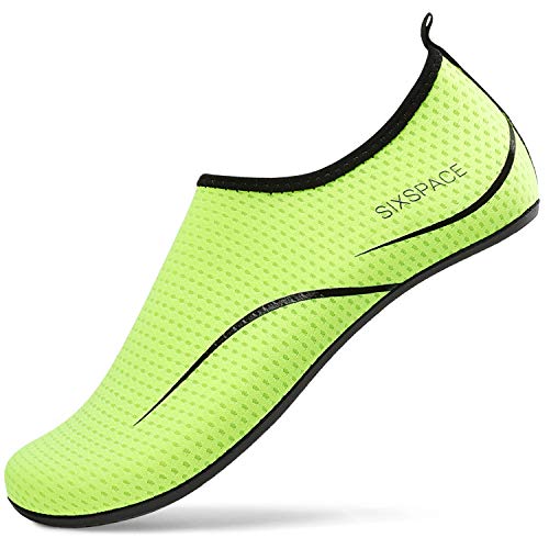 Detalle de Sixspace Badeschuhe Damen und Herren – Wasserschuhe mit rutschfester Sohle, Grün (EU 38)