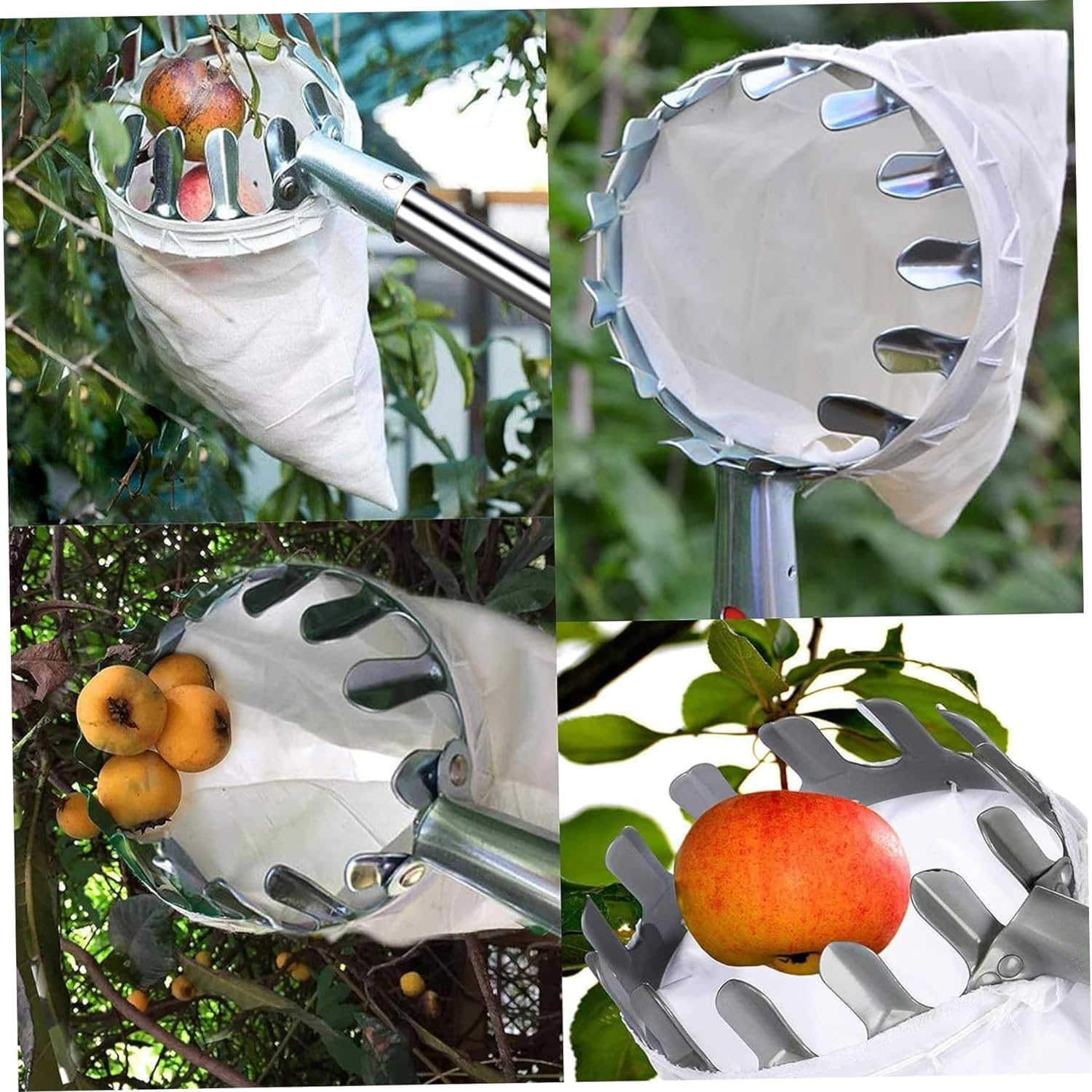 Detalle 2 de HuaMuDM HuaMuDM02 fruitplukker, 340 cm, roestvrijstalen steel met opvangzak