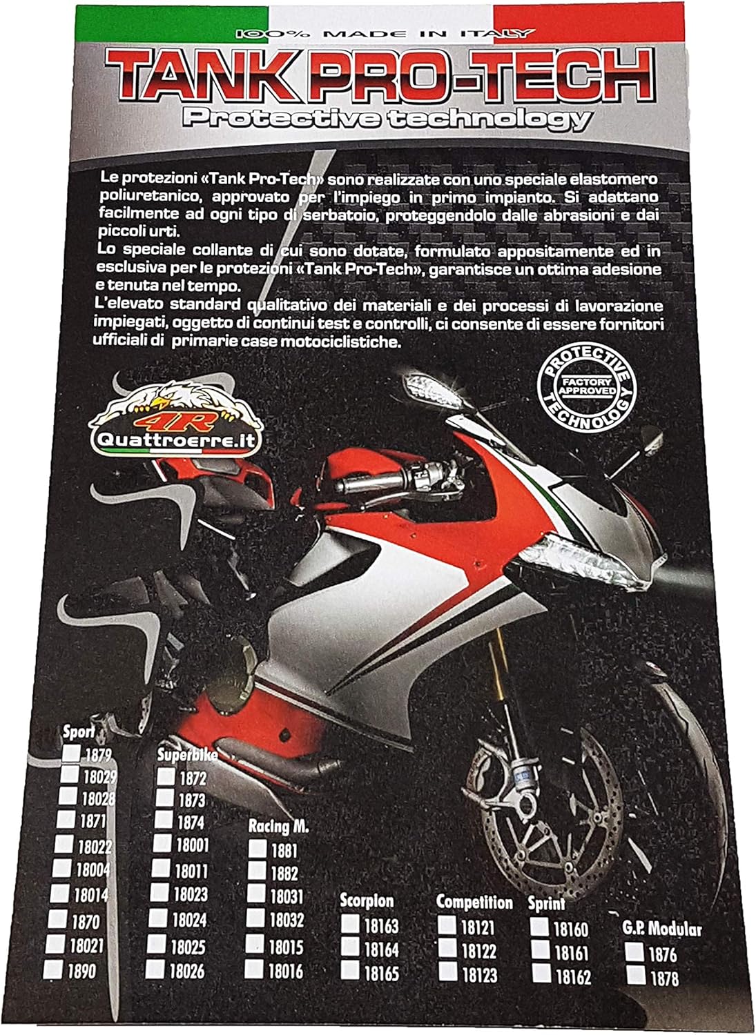 Detalle de 4R Quattroerre.it 18141 Protezione Serbatoio Adesivo 3D Moto Honda CBR, Nero