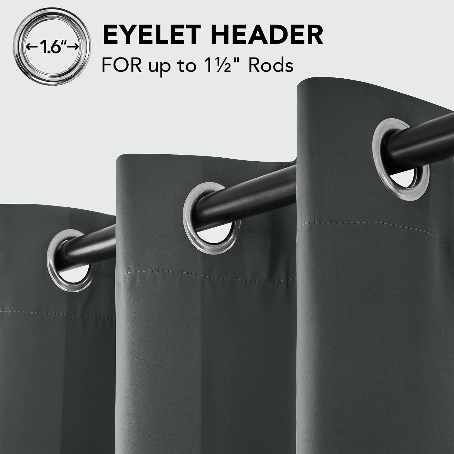 Thumbnail 3 de Deconovo Grey 2-Pane Eyelet Blackout Curtains