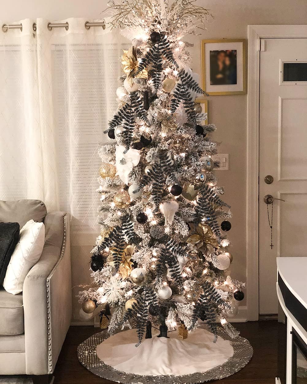 Detalle de 6PCS Christmas Glitter Leaves 63cm
