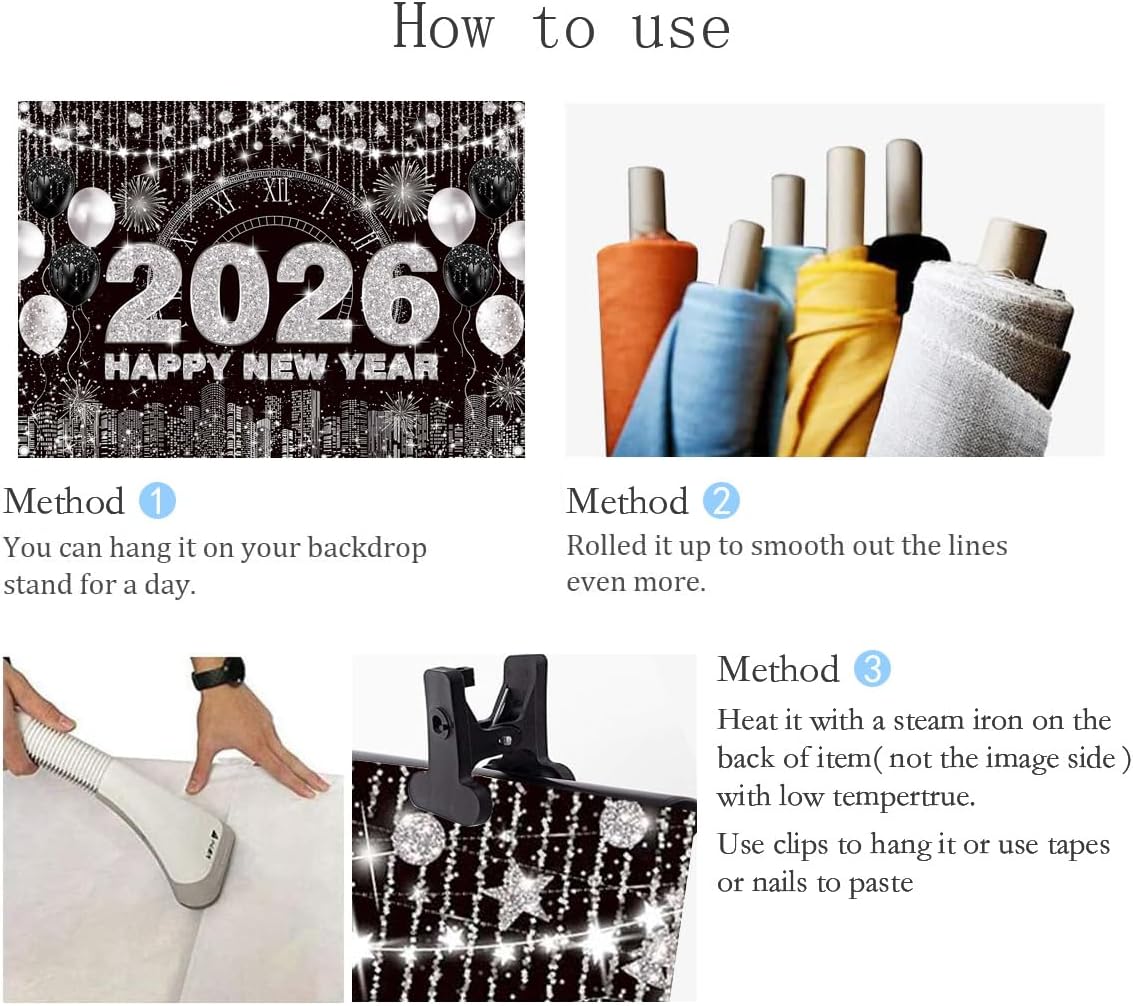 Thumbnail 6 de BINQOO 2026 New Year Eve Backdrop 7x5 ft 🎉