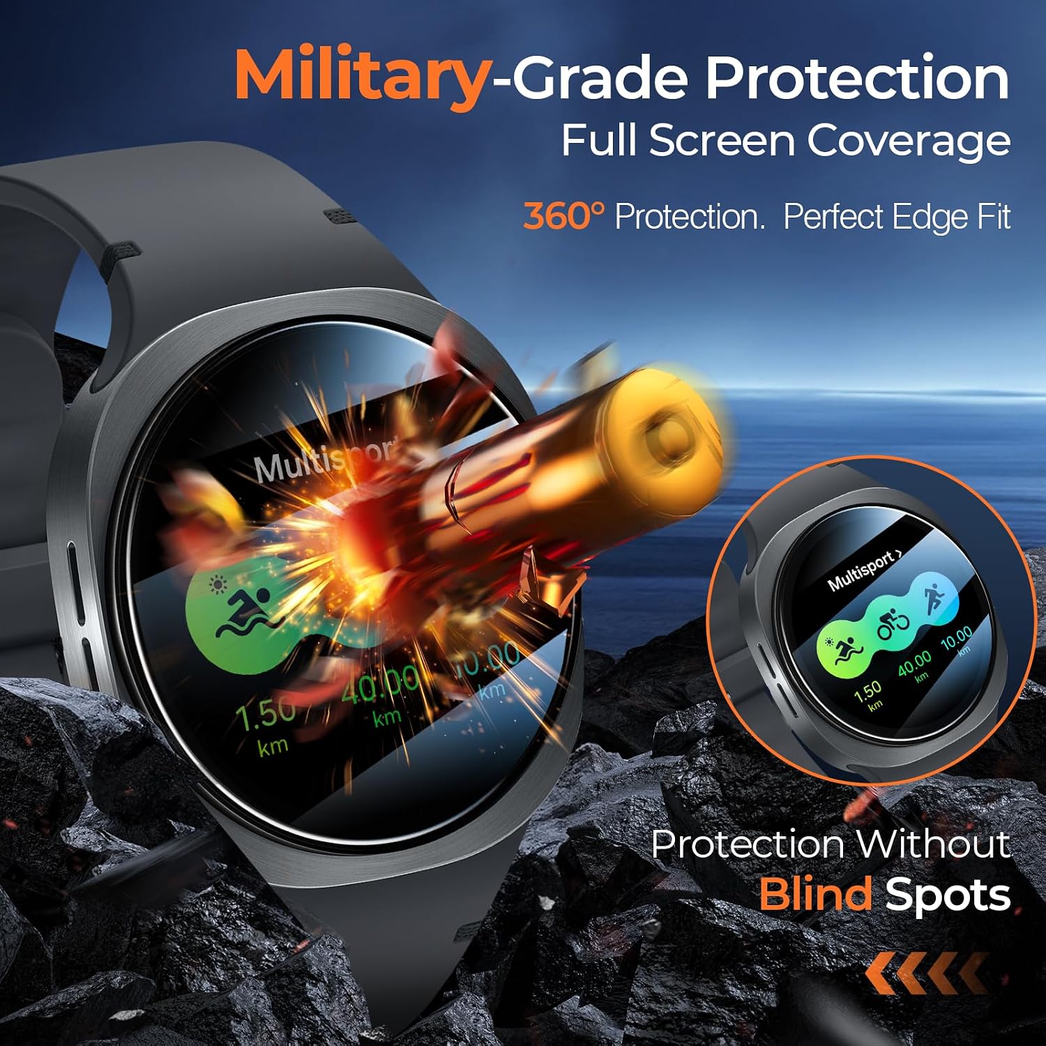 Detalle de LK Displayschutz-Set für Samsung Galaxy Watch 8 (44 mm) – 4 Stück, 9H Glas, blasenfrei