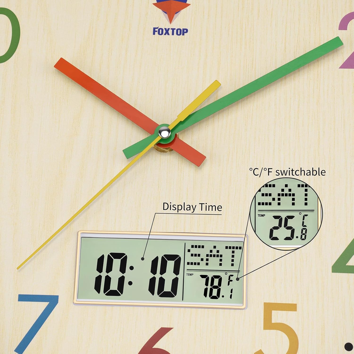 Thumbnail 3 de Foxtop horloge enfant apprentissage-2 kinderwandklok, stil, 30 cm, paars