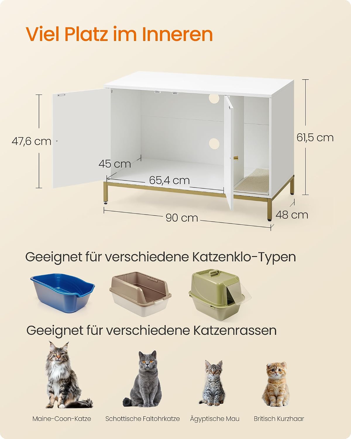 Detalle 2 de Feandrea Katzenklo-Schrank 90 cm 🐱