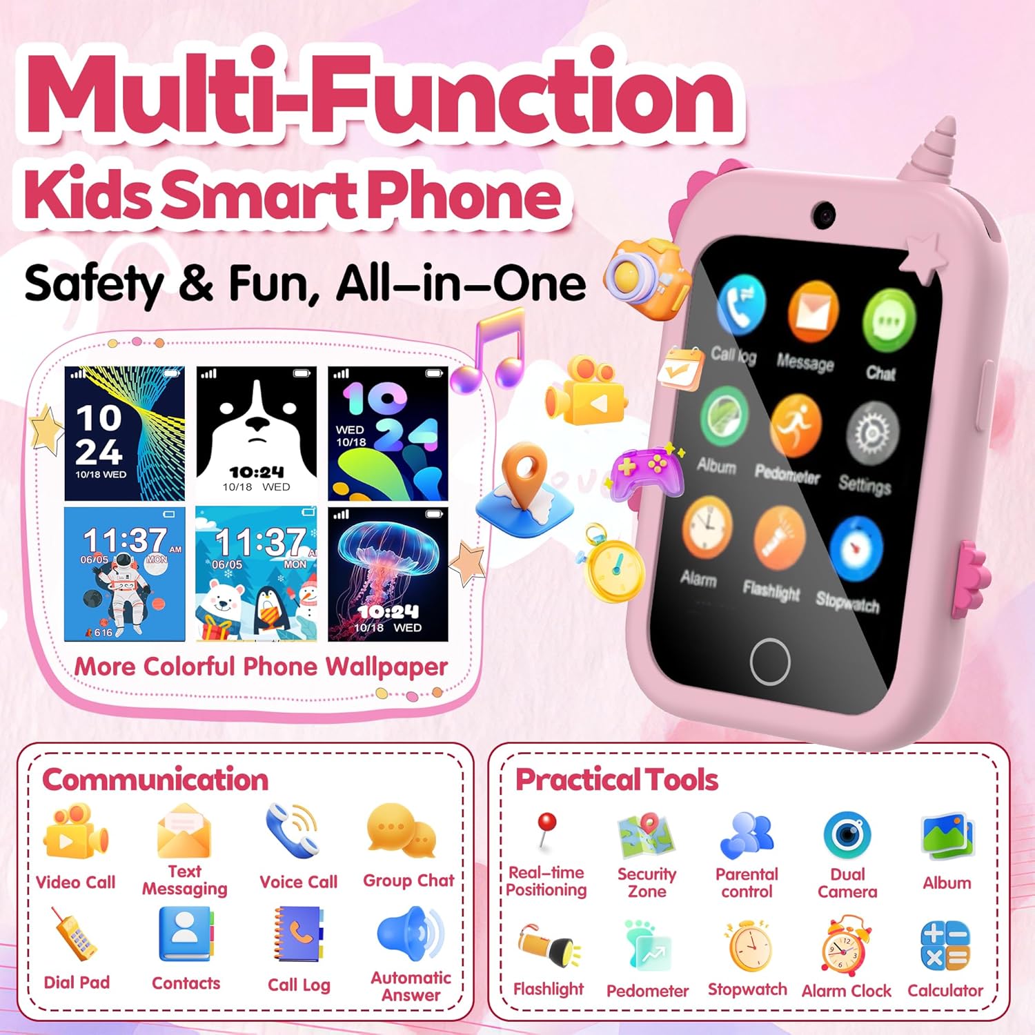 Detalle 2 de Téléphone Enfant 4G GPS Rose