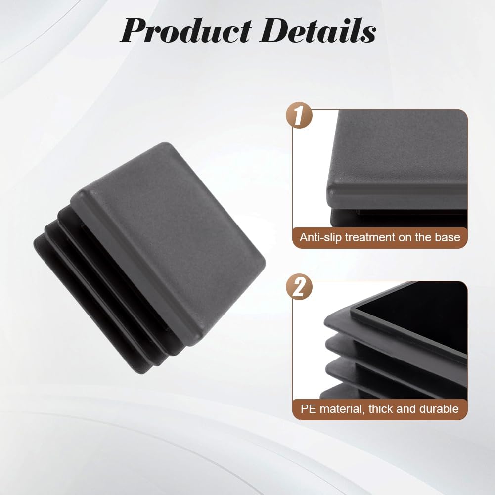 Thumbnail 5 de OSDUE Bouchons à lamelles 40 x 40 mm (4 pcs) – Noir, PE, protection de tuyau et pieds de chaise