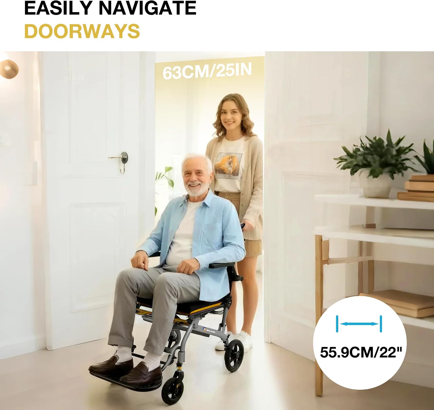 Thumbnail 6 de Lightweight foldable wheelchair, 17" 🚶