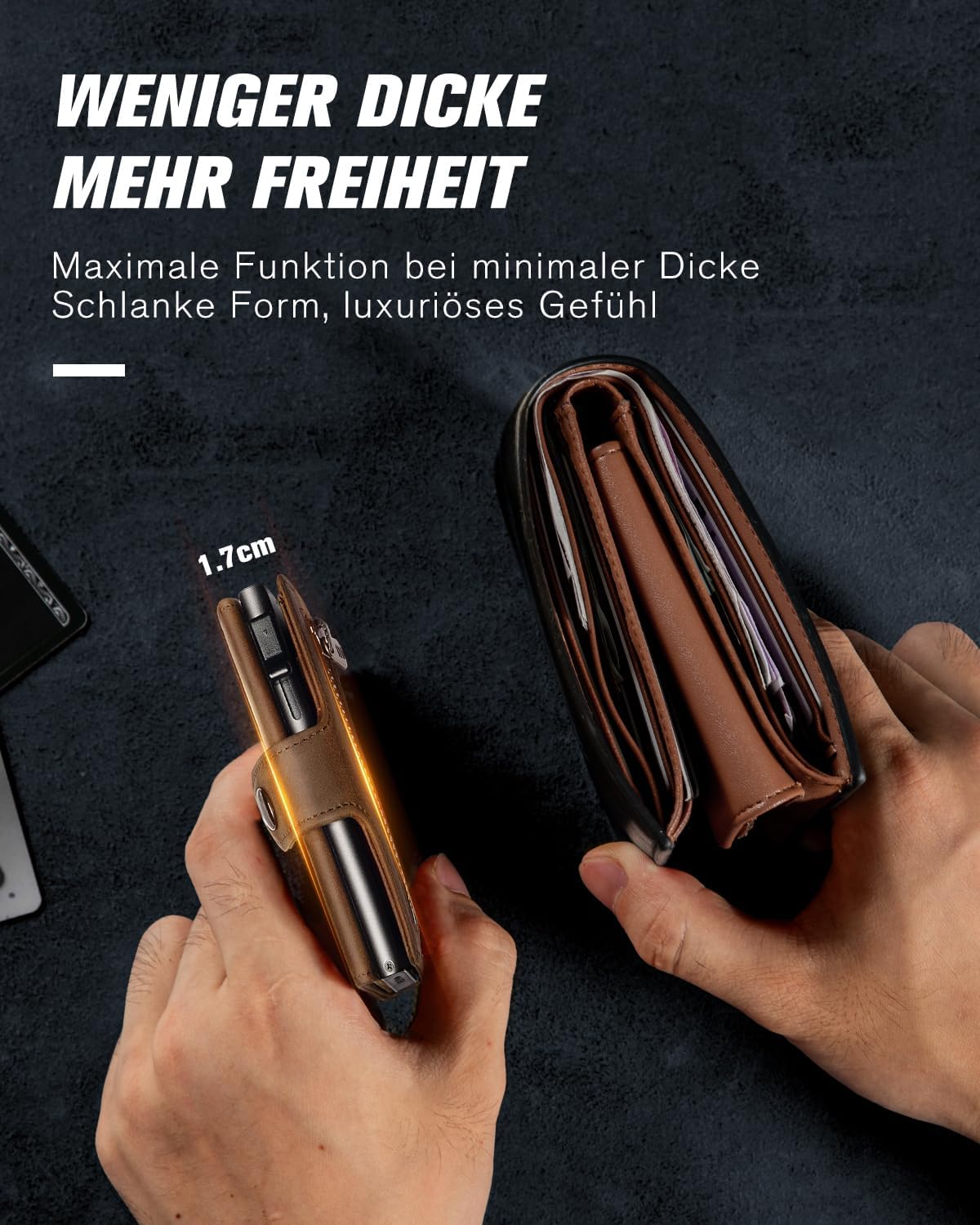 Thumbnail 4 de VMAN Geldbörse Herren: Slim Wallet mit Münzfach, RFID-Schutz und Premium-Leder