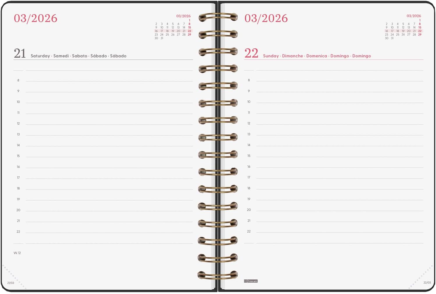 Thumbnail 4 de Finocam Agenda Spirale 2026 1 Jour par Page Noir
