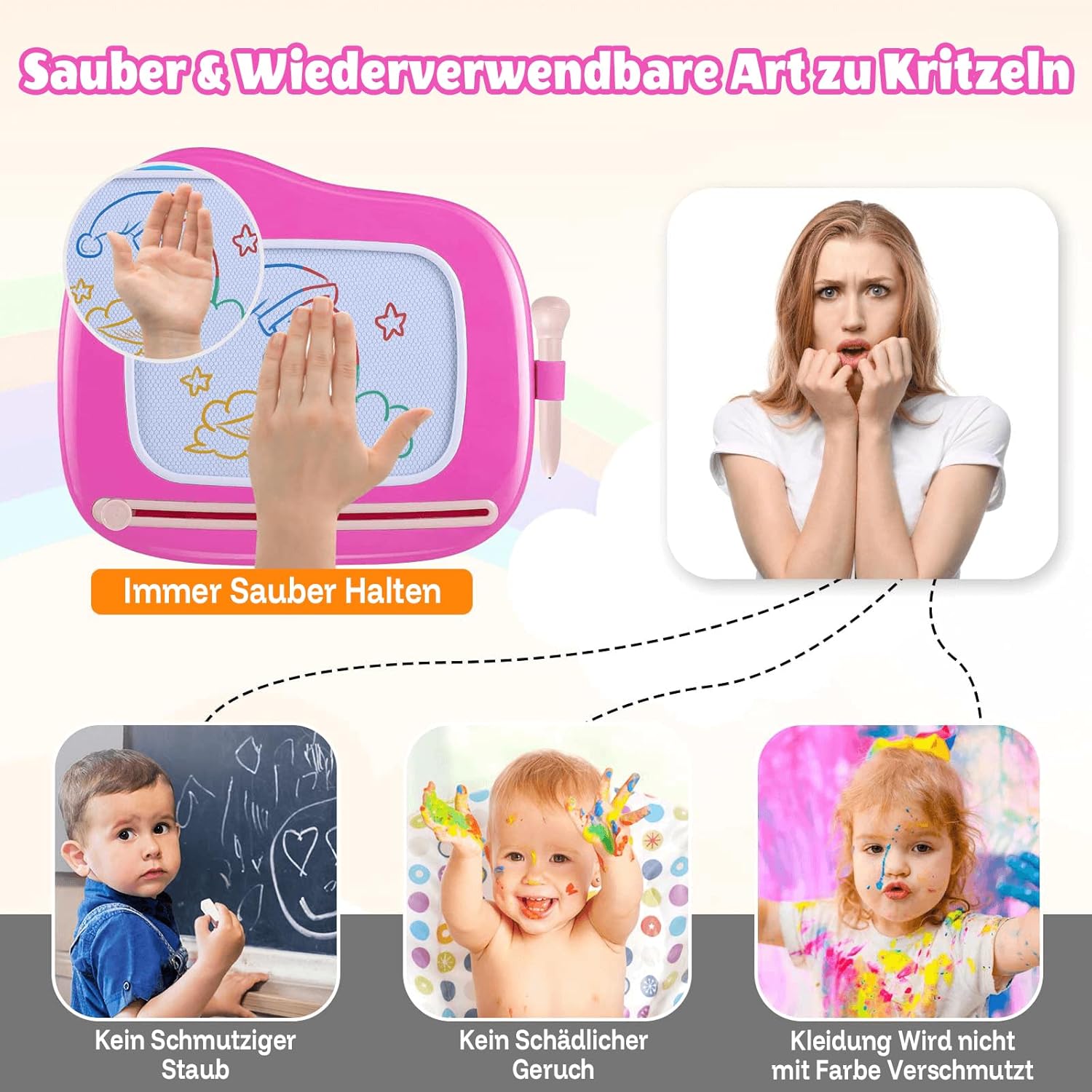 Thumbnail 2 de Smasiagon magnetische Maltafel Zaubertafel für Kinder ab 1 Jahr (Rose)