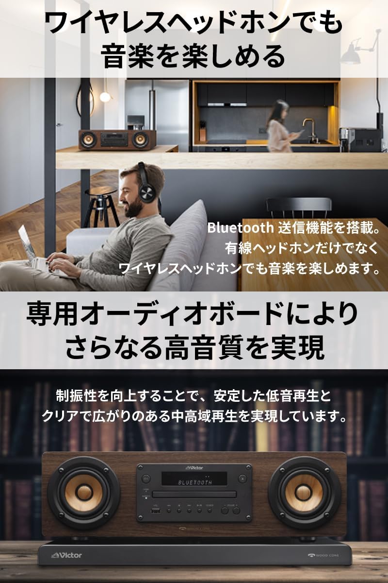 Detalle 2 de JVCケンウッド Victor EX-D6SET ミニコンポ ウッドコーン・専用オーディオボード付き