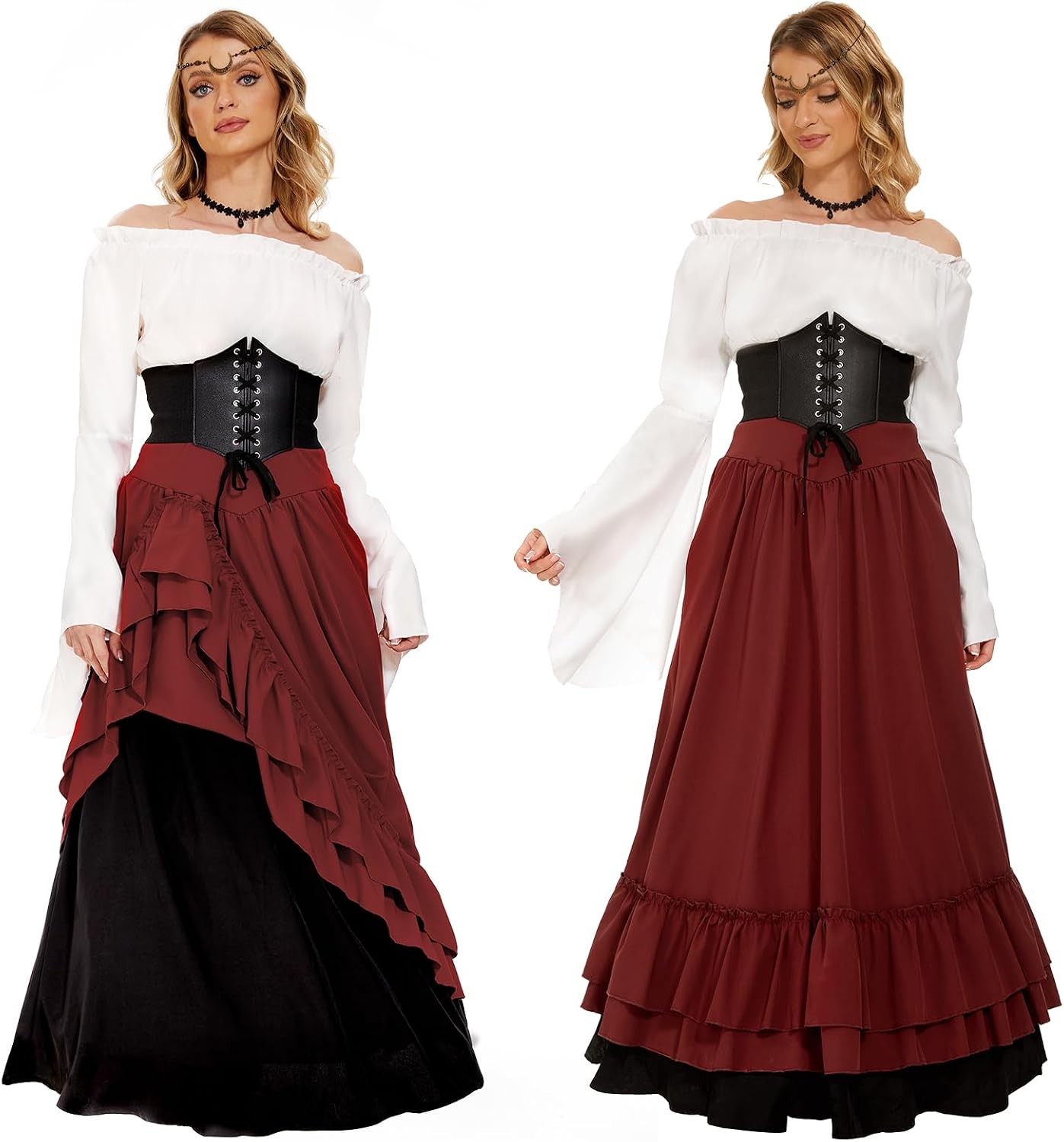 Detalle de JONRRYIN Mittelalter Kleid Rot S