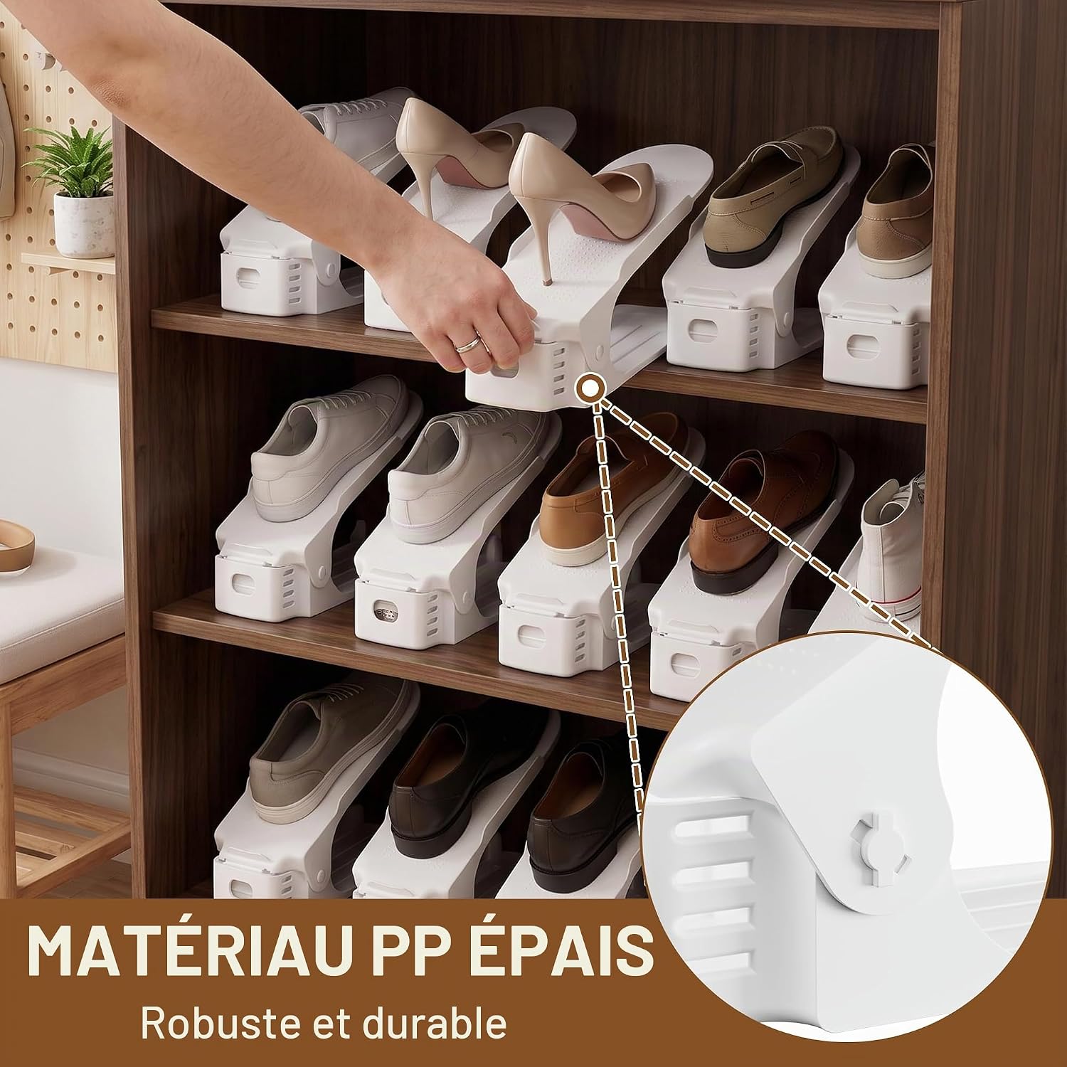Detalle de UISEBRT HKDY-UIS-(JJ09002WH) schoenenorganizers, set van 30, verstelbaar en antislip