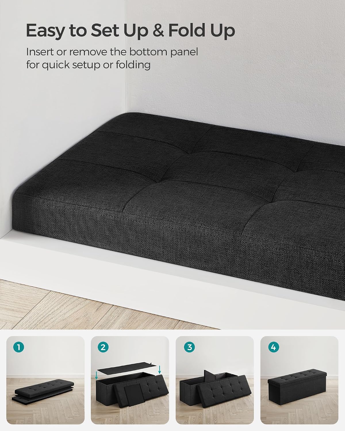 Thumbnail 6 de SONGMICS Folding Storage Ottoman Bench, 43.3 Inches