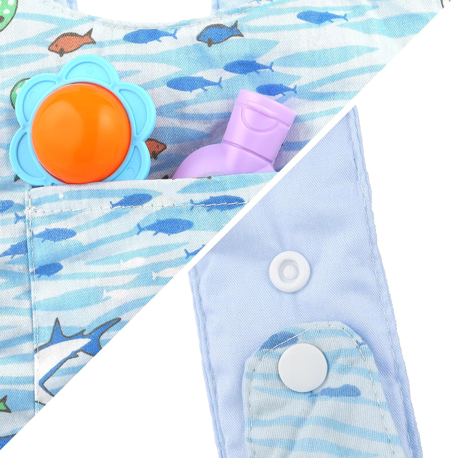 Detalle de GAGAKU Puppentrage für Kinder – Babysimulations-Trage mit verstellbaren Trägern, Blau – Fische im Meer