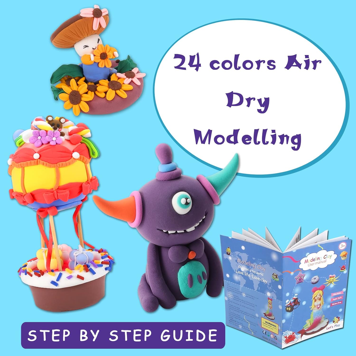 Thumbnail 6 de iFergoo Air Dry Clay 24‑colour modelling set 🎨