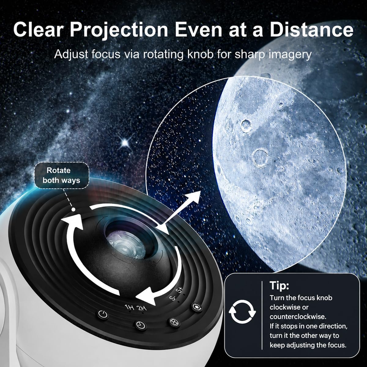 Detalle 1 de Fussion Galaxy Projector Night Light, 13-in-1 Star Projector with 360° Rotation