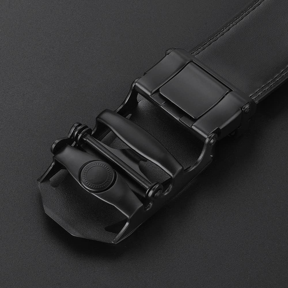 Thumbnail 4 de flintronic Herren Gürtel – Echtes Leder, automatische Ratchet-Schnalle, 3,5 cm Breite, 130 cm Länge, Schwarz