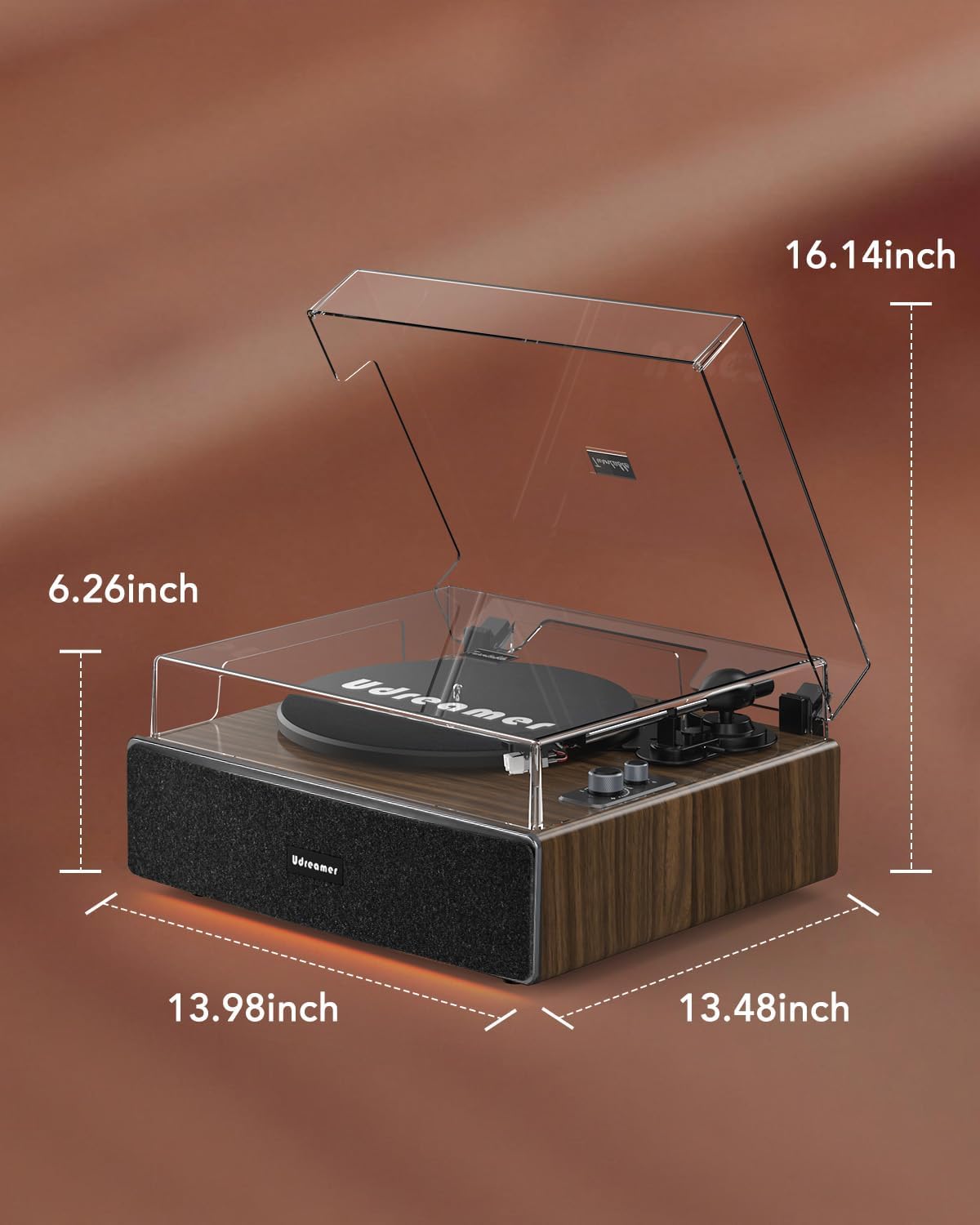 Thumbnail 6 de Udreamer Vinyl Record Player, AT-3600L, Bluetooth, Built-In Speakers & Lighting