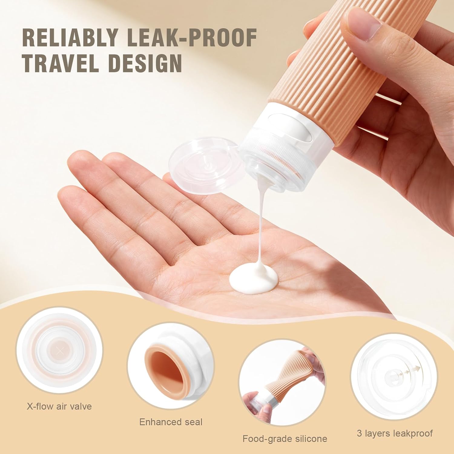Detalle 2 de Maoweni Travel Bottles for Toiletries - 9 Pack Silicone Set