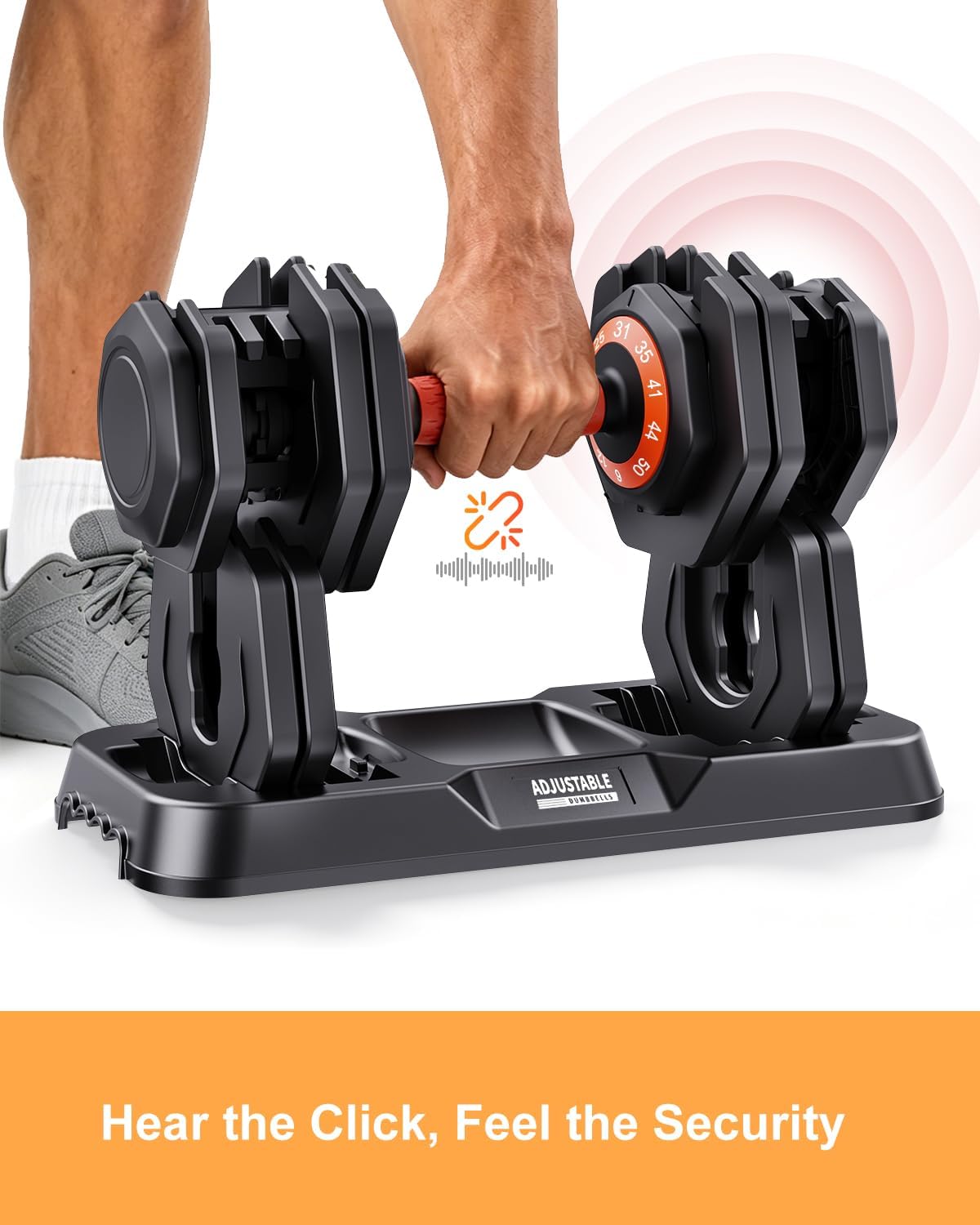 Detalle de WLR 10-in-1 Adjustable Dumbbell Set with Quick-Dial Weights and Silicone Grip