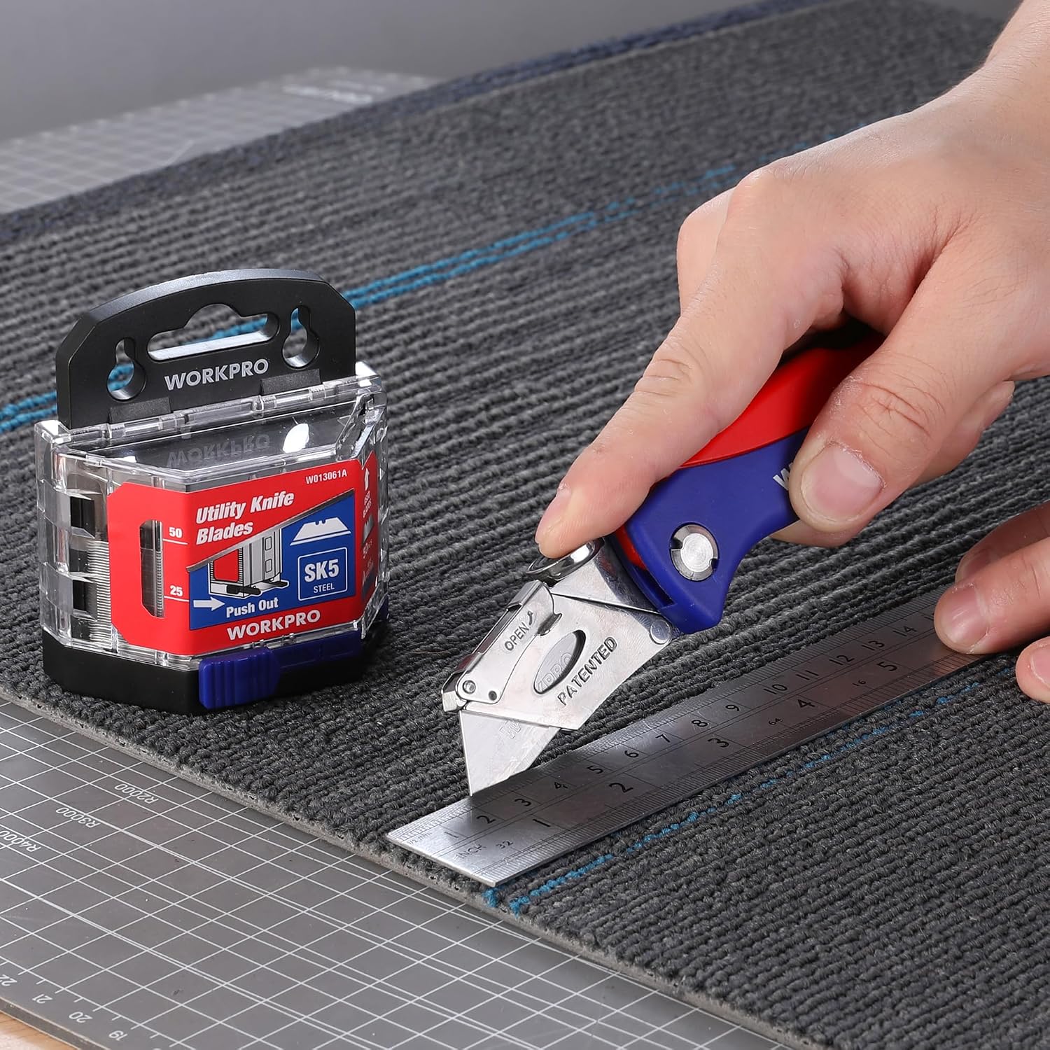 Thumbnail 6 de WORKPRO Lame trapèze en acier SK5 pour cutter avec distributeur (lot de 50 pièces)