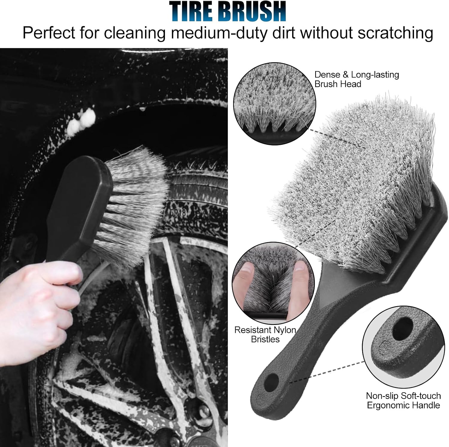 Detalle 2 de TTRCB CWB-8 Wheel and Tire Detailing Brush Kit, 8-Piece with Flexible Brushes