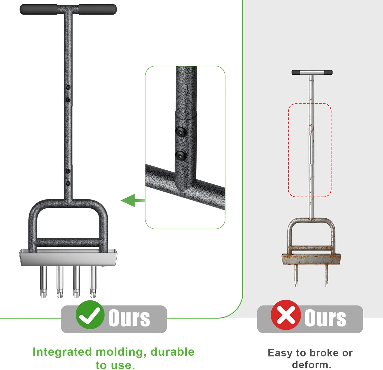 Thumbnail 6 de Yornoli Lawn Aerator Tool – Heavy Duty Hollow Tine Manual Coring Aerator with 4 Stainless Steel Pluggers