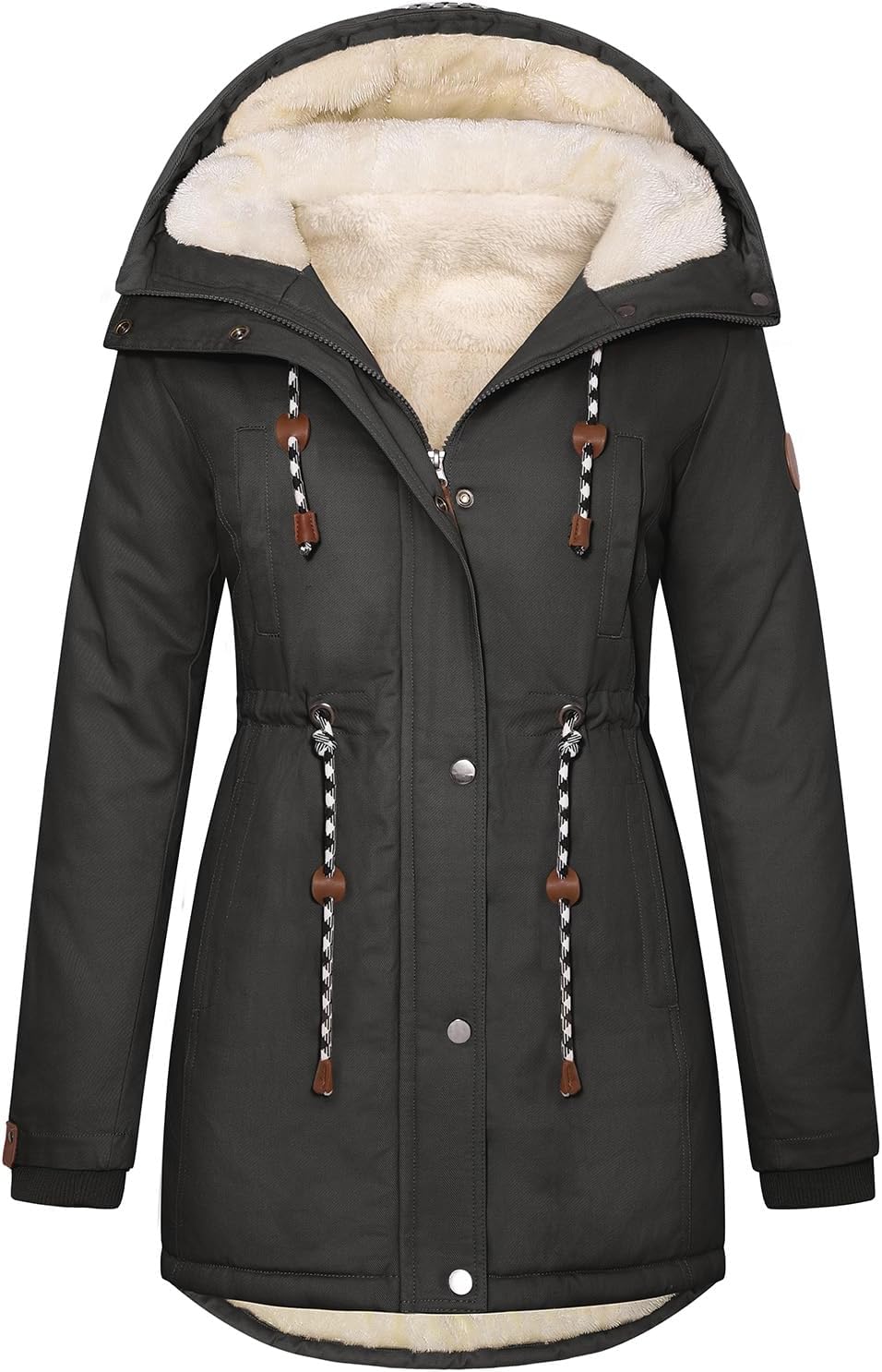 Detalle de Xnova Women’s Winter Fleece-Lined Cotton Parka Jacket with Hood