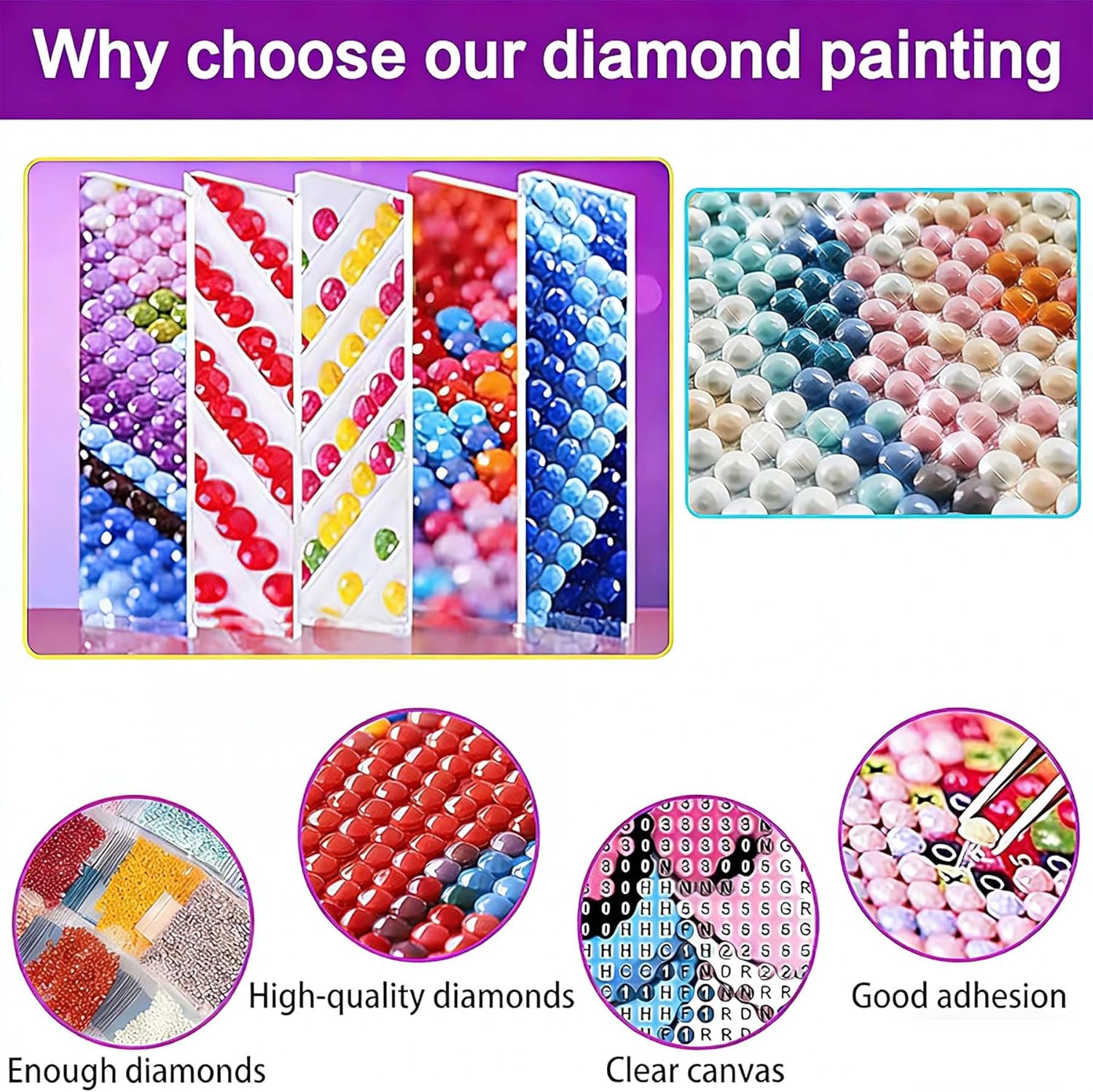 Detalle 1 de Diamond Art Kit for Adults, 13.8 x 13.8 in Canvas