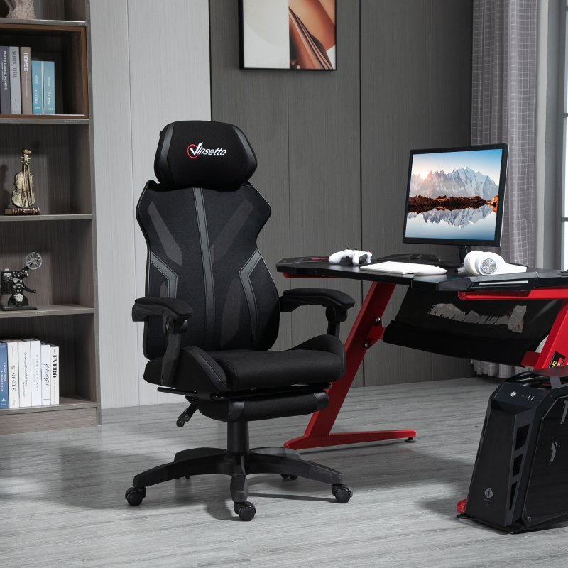 Detalle 2 de Vinsetto Silla Gaming con Altura Ajustable Negra: ergonómica, práctica y compacta