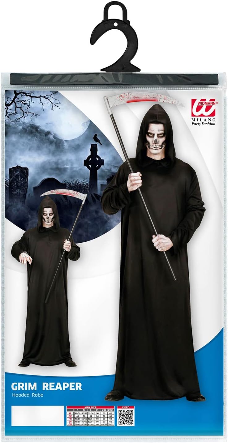 Detalle de W WIDMANN MILANO Party Fashion Kostüm Sensenmann – Schwarze Robe, Kapuze, Größe M