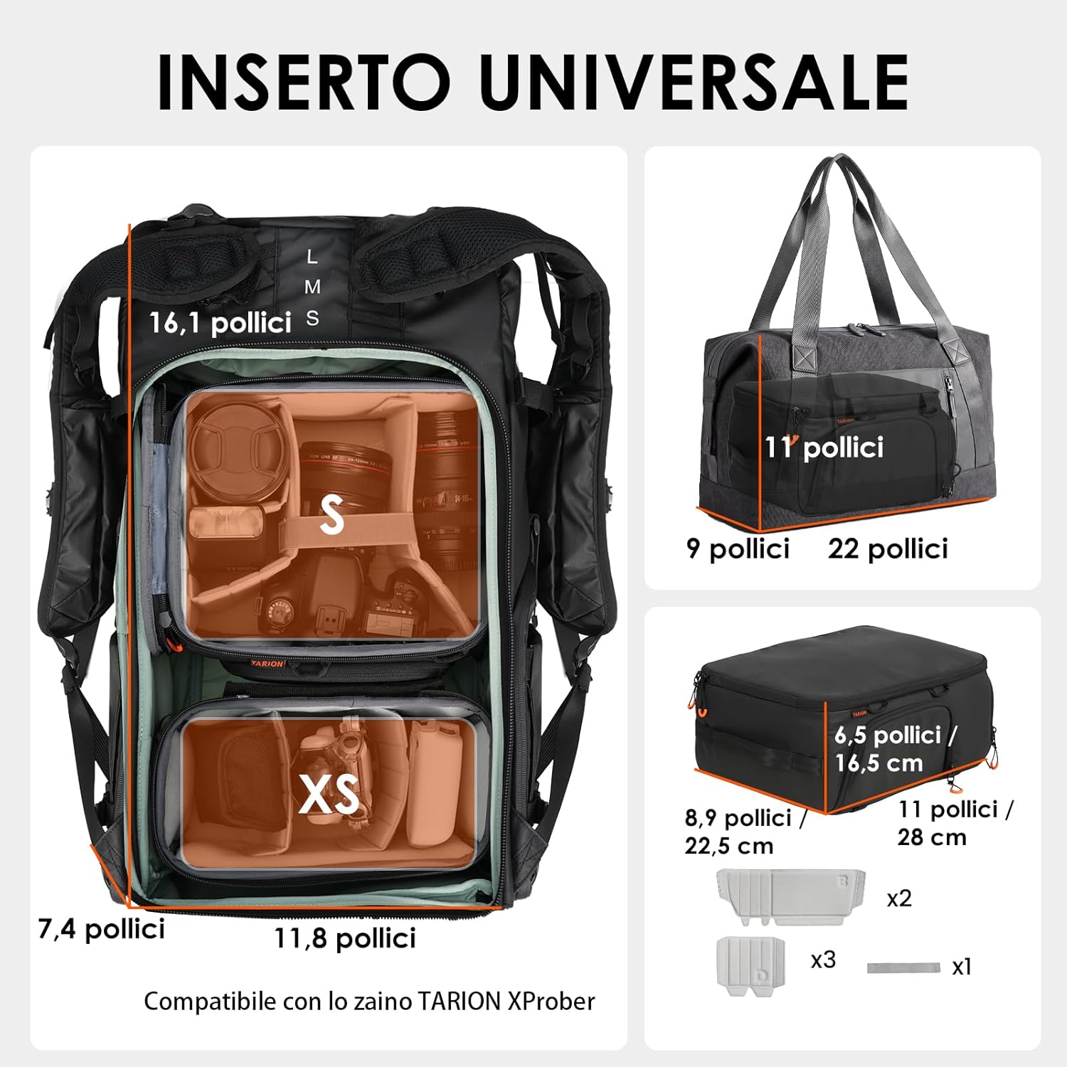 Thumbnail 2 de TARION Inserto Fotografico Borsa Fotografica con 5 divisori